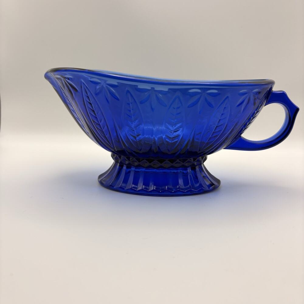 Vintage Avon Royal Sapphire Cobalt Blue Glass 7" Gravy Boat (No Underplate)